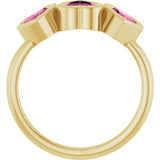 14K Yellow Gold Natural Pink Tourmaline Three-Stone Heart Ring