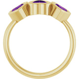 14K Yellow Gold Natural Amethyst Three-Stone Heart Ring