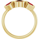 14K Yellow Gold Natural Mozambique Garnet Three-Stone Heart Ring