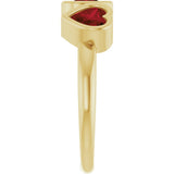 14K Yellow Gold Natural Mozambique Garnet Three-Stone Heart Ring