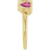 14K Yellow Gold Natural Pink Tourmaline Three-Stone Heart Ring