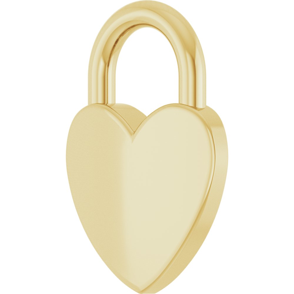 14K Yellow Gold Engravable Heart Lock Pendant