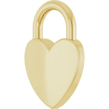 14K Yellow Gold Engravable Heart Lock Pendant