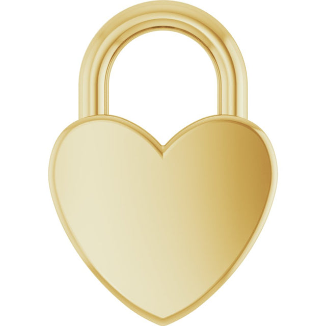 14K Yellow Gold Engravable Heart Lock Pendant