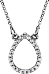14K White Gold 1/10 CTW Natural Diamond Teardrop 16" Necklace
