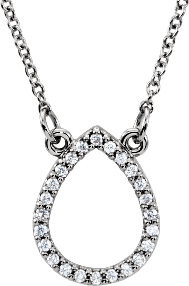 14K White Gold 1/10 CTW Natural Diamond Teardrop 16" Necklace