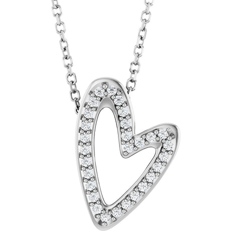 14K White Gold 1/8 CTW Natural Diamond Heart 18" Necklace