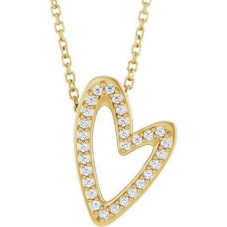 14K Yellow Gold 1/8 CTW Natural Diamond Heart 18" Necklace