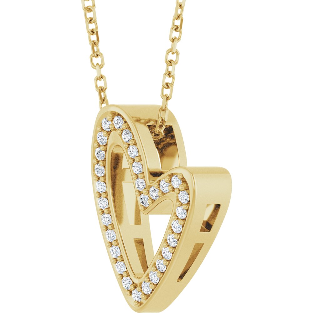 14K Yellow Gold 1/8 CTW Natural Diamond Heart 18" Necklace