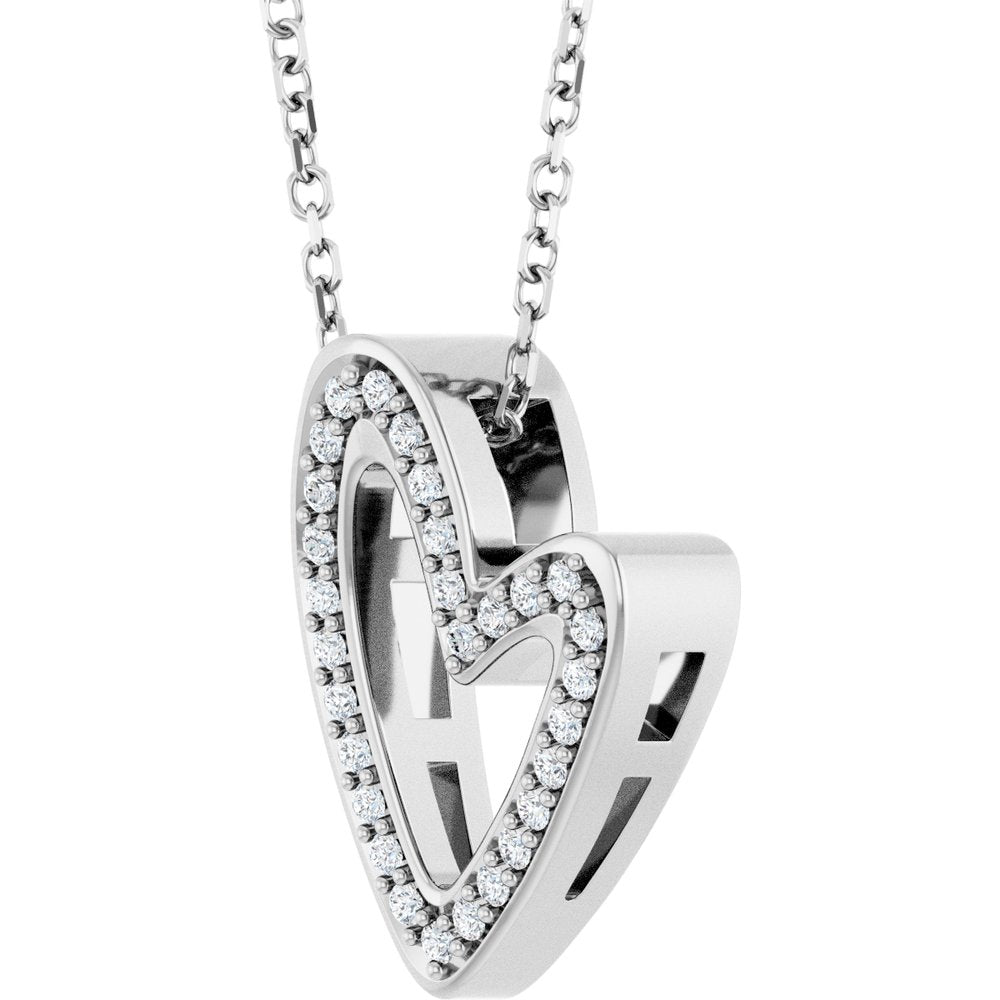 14K White Gold 1/8 CTW Natural Diamond Heart 18" Necklace