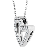 14K White Gold 1/8 CTW Natural Diamond Heart 18" Necklace