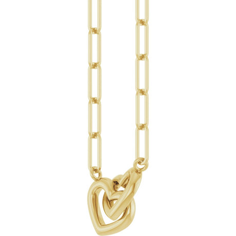 14K Yellow Gold Interlocking Heart 18" Necklace