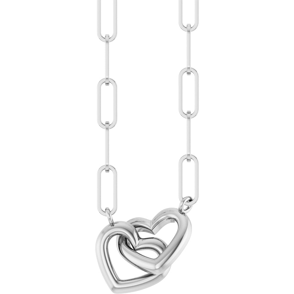 Sterling Silver Interlocking Heart 18" Necklace