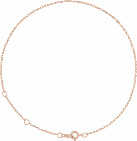 14K Rose Gold 1 mm Adjustable Cable 6 1/2-7 1/2" Chain