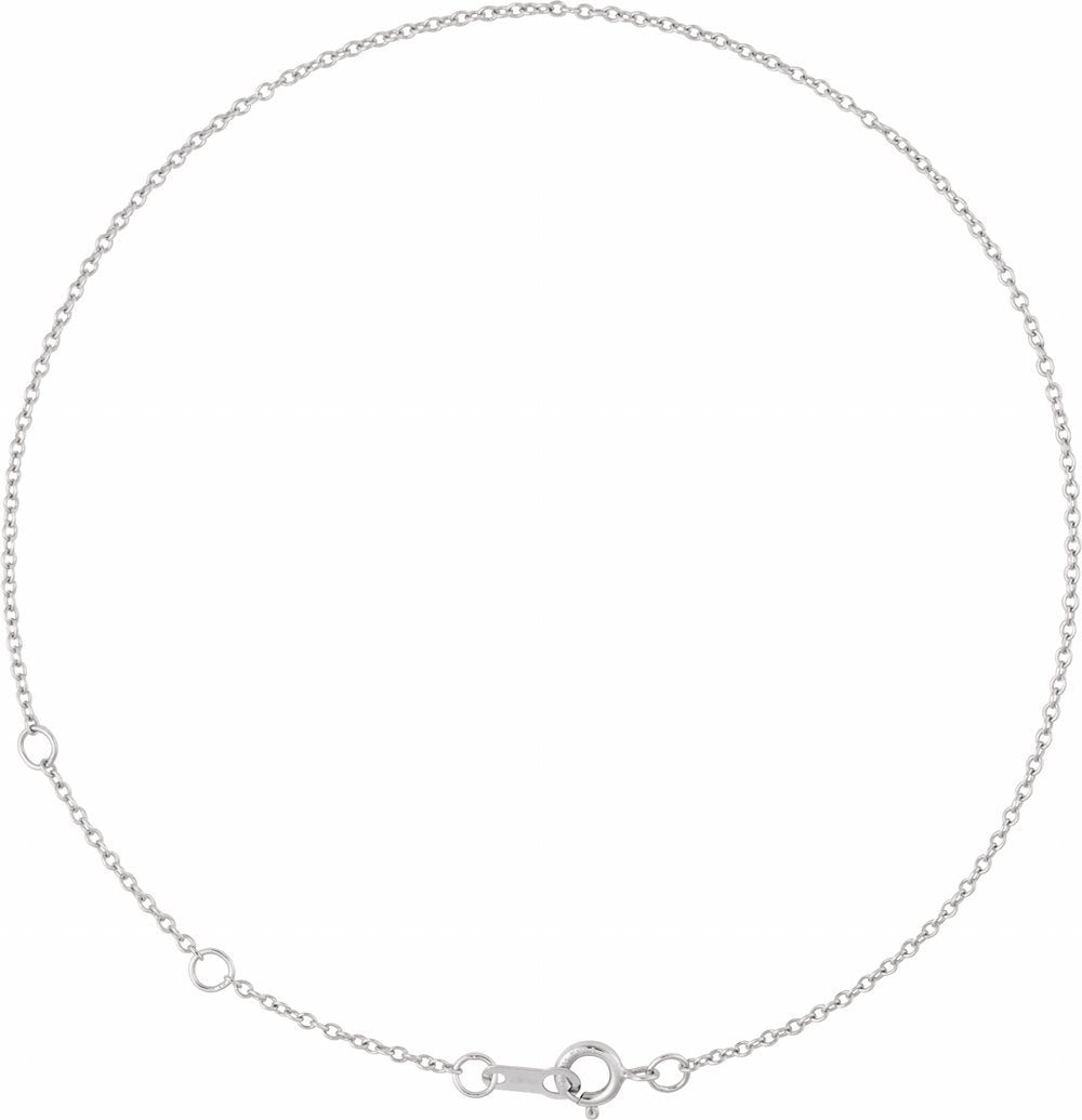 14K White Gold 1 mm Adjustable Cable 6 1/2-7 1/2" Chain