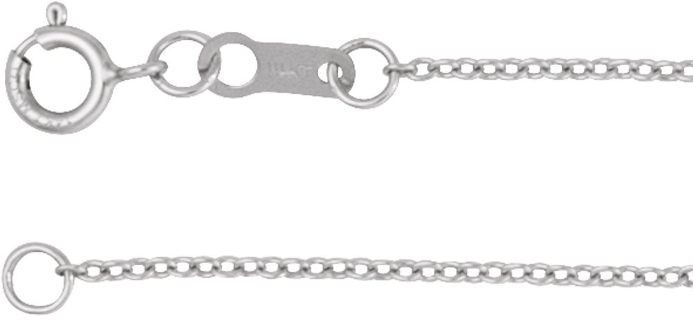 14K White Gold 1 mm Adjustable Cable 16-18" Chain