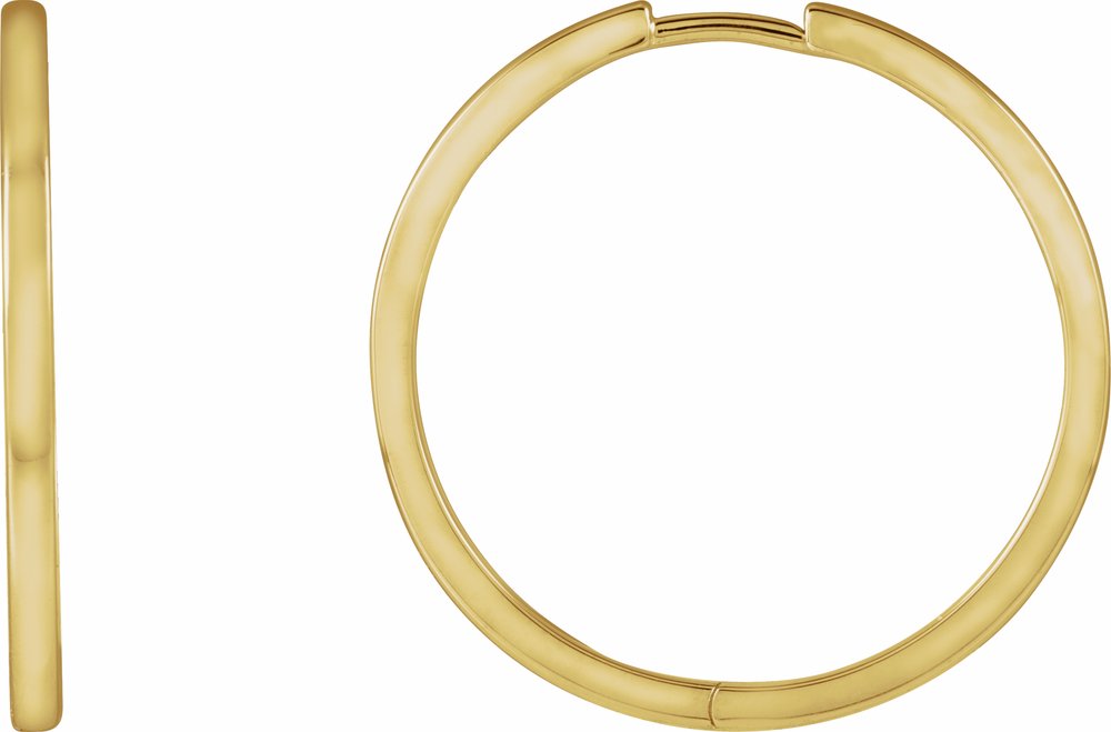 14K Yellow Gold Hinged 25 mm Hoop Earrings