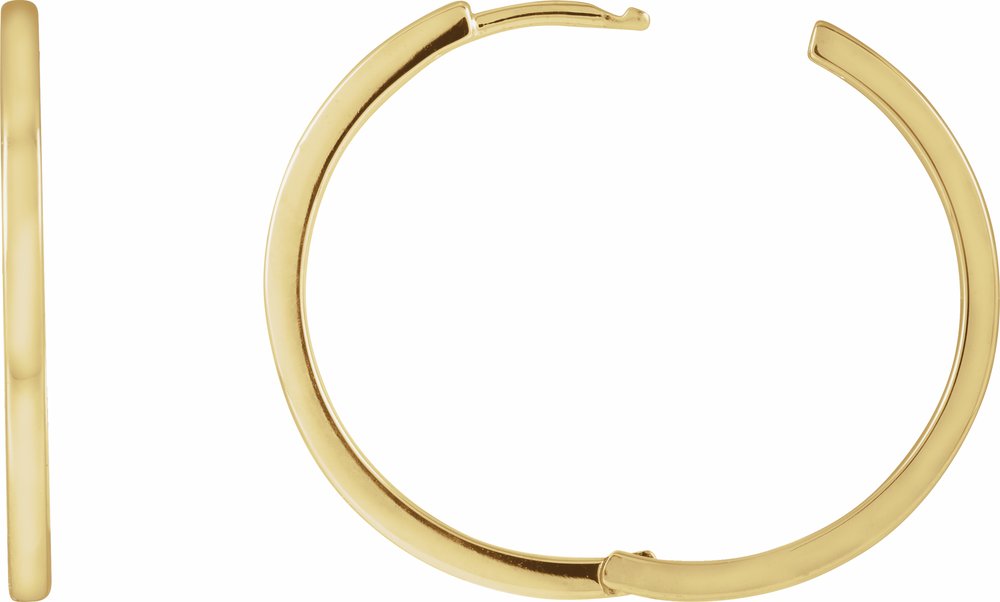 14K Yellow Gold Hinged 25 mm Hoop Earrings