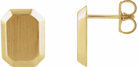 14K Yellow Gold Engravable Geometric Stud Earrings