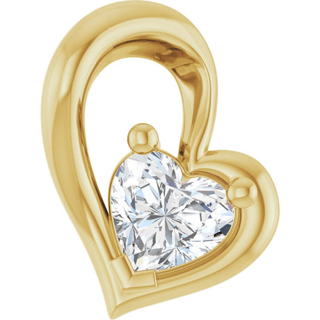 14K Yellow Gold 1/5 CT Natural Diamond Heart Pendant
