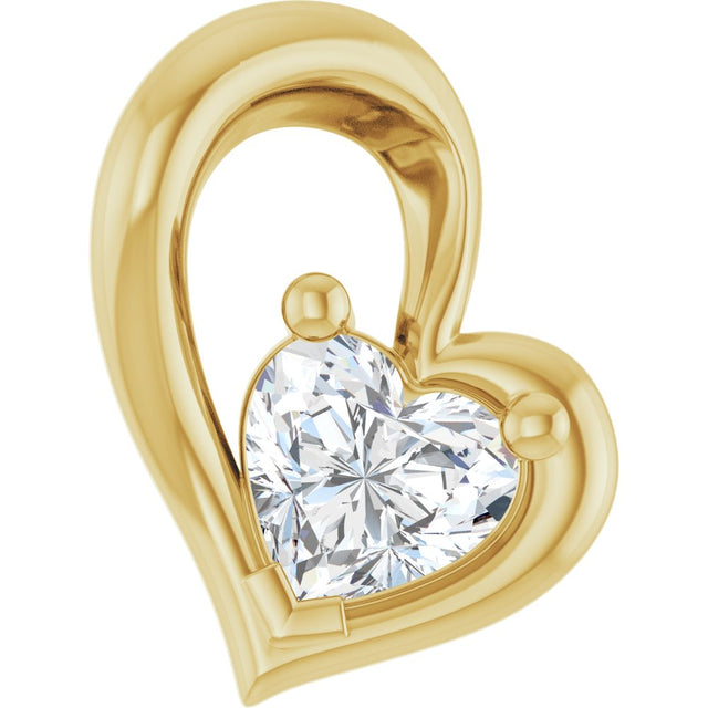 14K Yellow Gold 1/5 CT Natural Diamond Heart Pendant