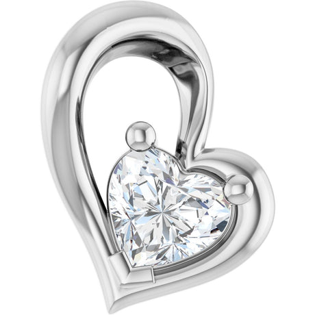 14K White Gold 1/5 CT Natural Diamond Heart Pendant