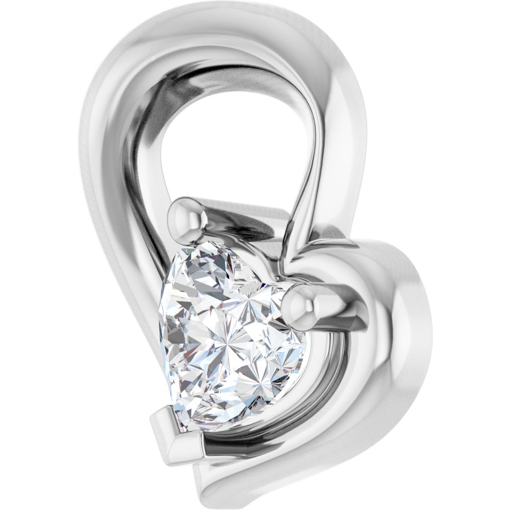 14K White Gold 1/5 CT Natural Diamond Heart Pendant