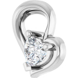 14K White Gold 1/5 CT Natural Diamond Heart Pendant