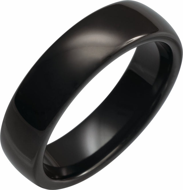 Black Tungsten 6 mm Comfort-Fit Half Round Band Size 7