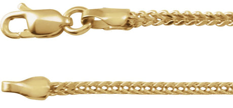 14K Yellow Gold 1.5 mm Hollow Franco 8" Chain