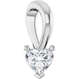 14K White Gold 1/4 CT Natural Diamond Heart Pendant