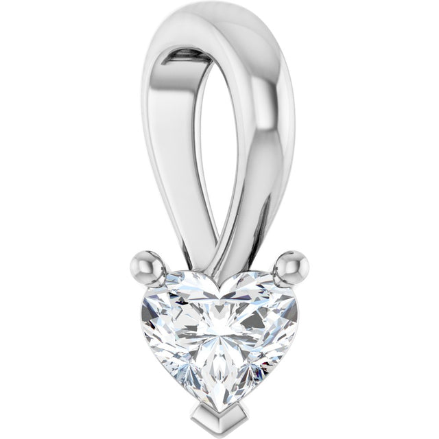 14K White Gold 1/4 CT Natural Diamond Heart Pendant