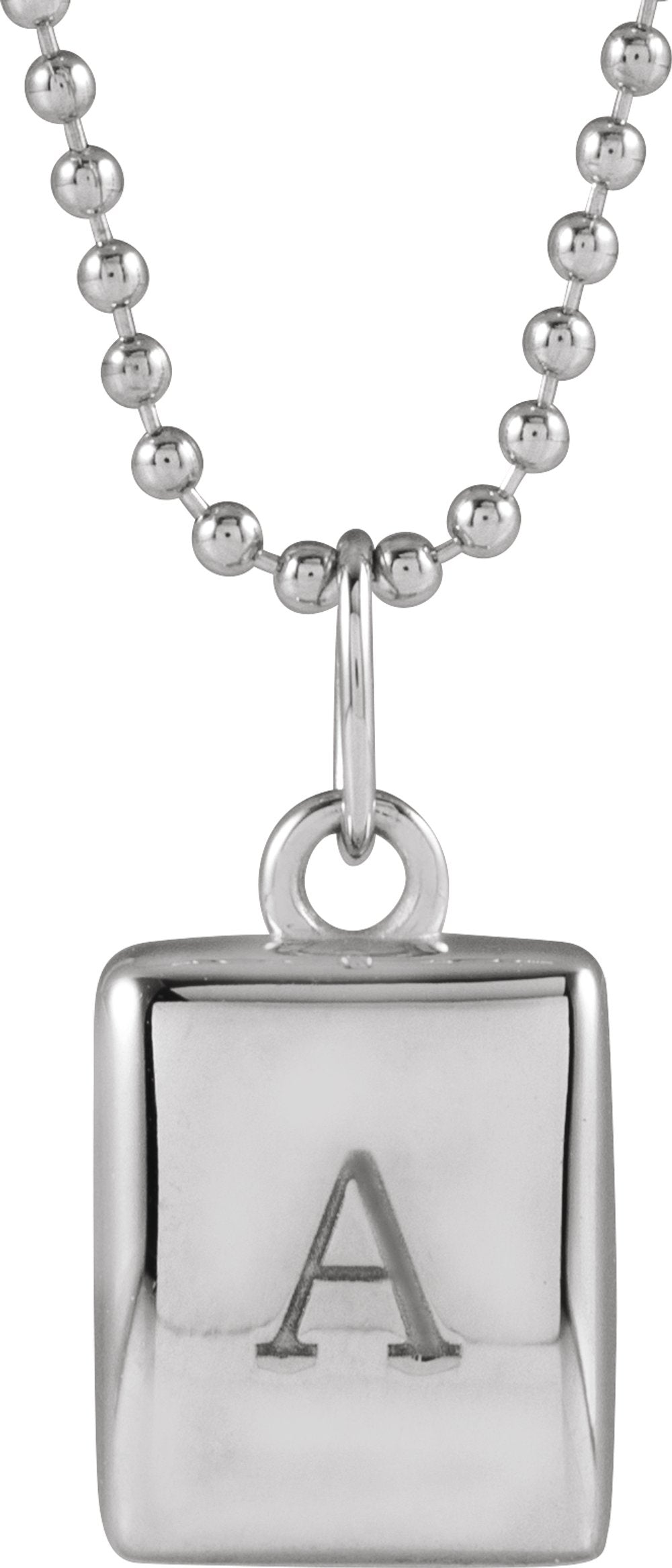 Sterling Silver Engravable Puffed Dog Tag 18" Necklace