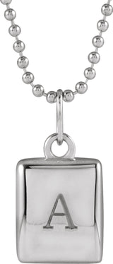 Sterling Silver Engravable Puffed Dog Tag 18" Necklace