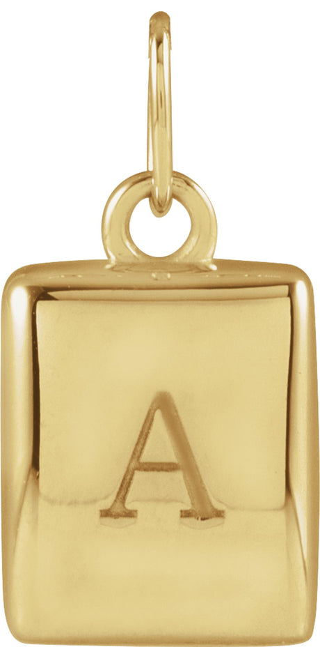 18K Yellow Gold-Plated Sterling Silver Engravable Puffed Dog Tag Pendant