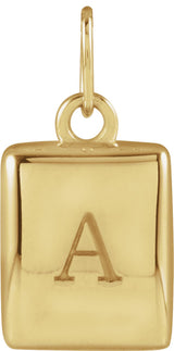 14K Yellow Gold Engravable Puffed Dog Tag Pendant