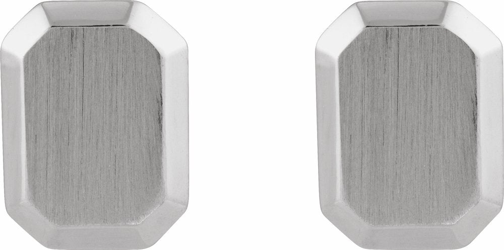 Sterling Silver Engravable Geometric Stud Earrings