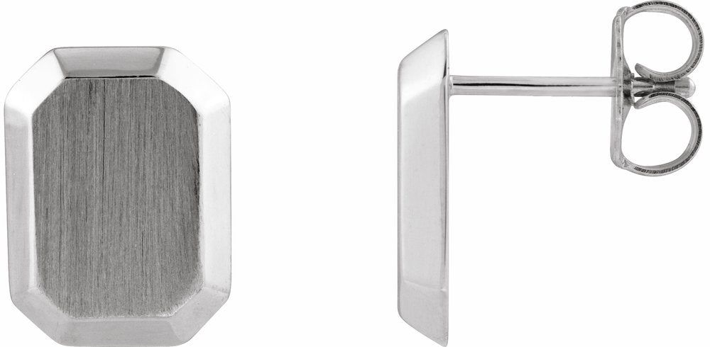Sterling Silver Engravable Geometric Stud Earrings
