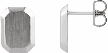 Sterling Silver Engravable Geometric Stud Earrings