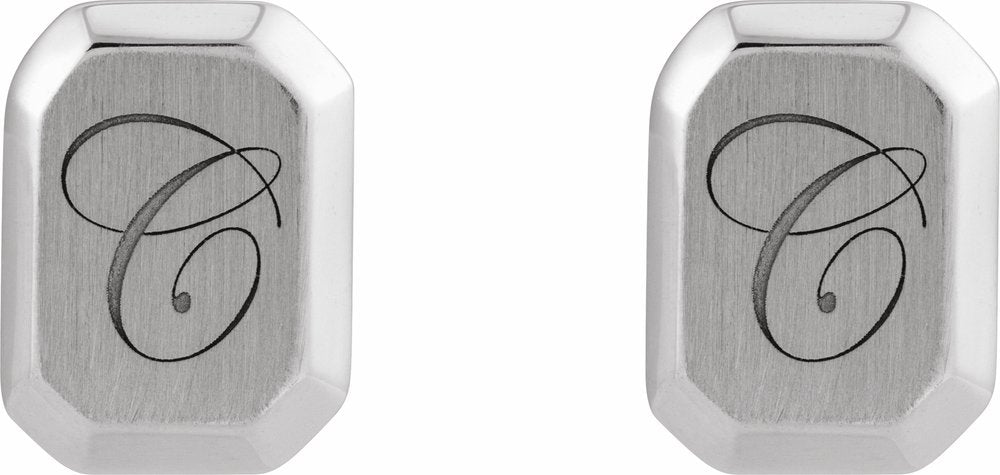 Sterling Silver Engravable Geometric Stud Earrings