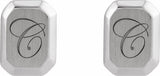 Sterling Silver Engravable Geometric Stud Earrings