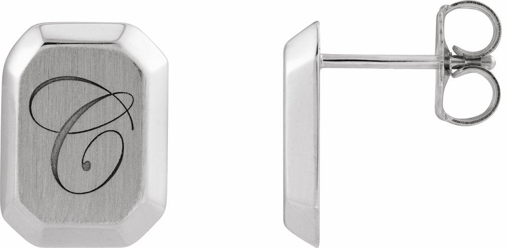 Sterling Silver Engravable Geometric Stud Earrings