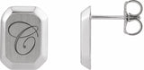 Sterling Silver Engravable Geometric Stud Earrings