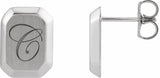 Sterling Silver Engravable Geometric Stud Earrings