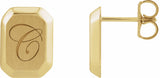 14K Yellow Gold Engravable Geometric Stud Earrings