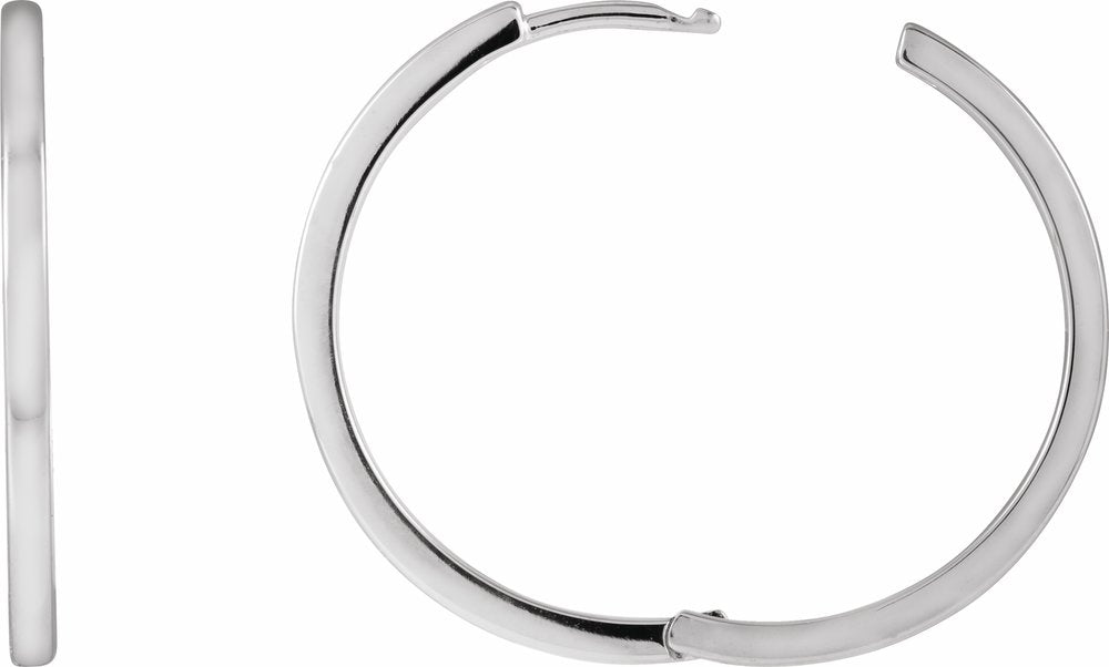 14K White Gold Hinged 25 mm Hoop Earrings