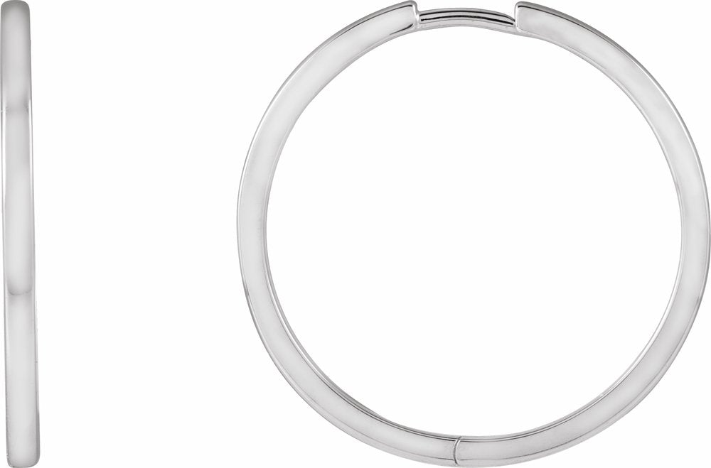 14K White Gold Hinged 25 mm Hoop Earrings