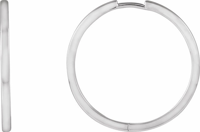 14K White Gold Hinged 25 mm Hoop Earrings