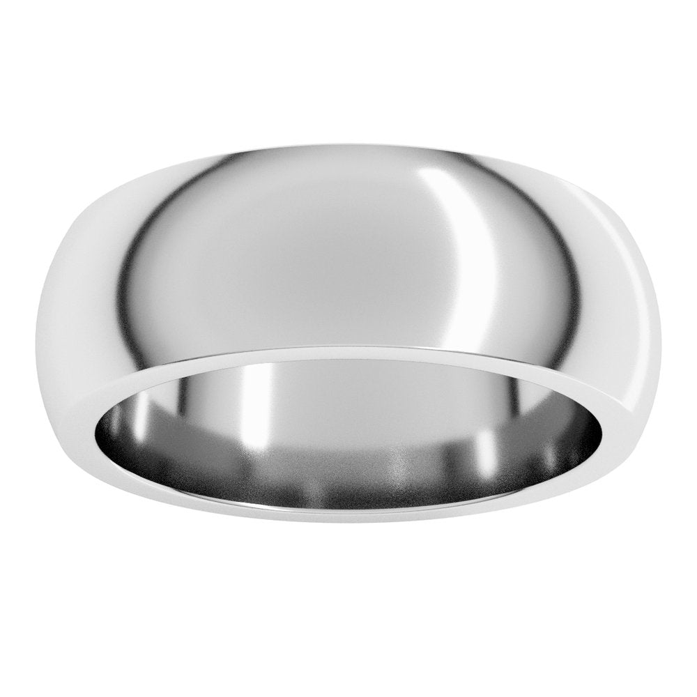 14K White Gold 7 mm Heavyweight Half Round Band Size 9.5