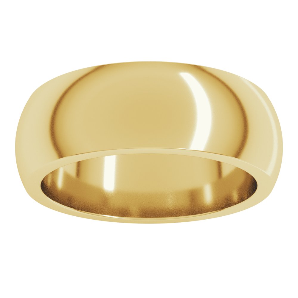 14K Yellow Gold 7 mm Heavyweight Half Round Band Size 10